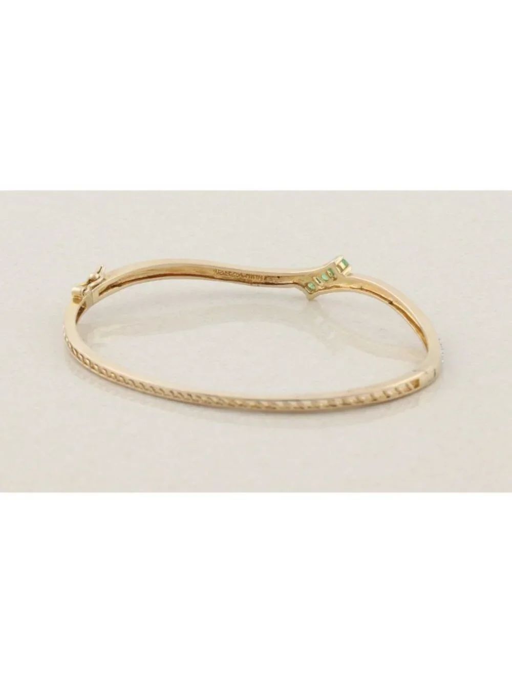 18k Gold Over Sterling Silver Natural Emerald Bangle Bracelet 7